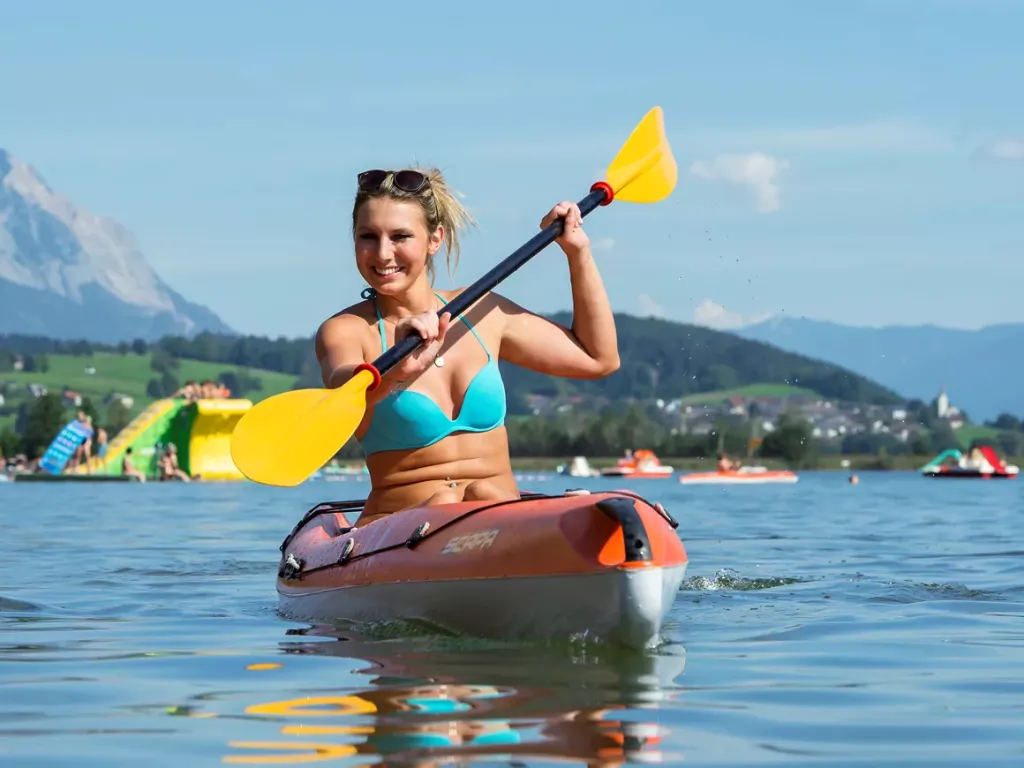 Chalet Presseggersee heerlijk zwemmen, suppen en kanoën in de Pressegger See Hermagor